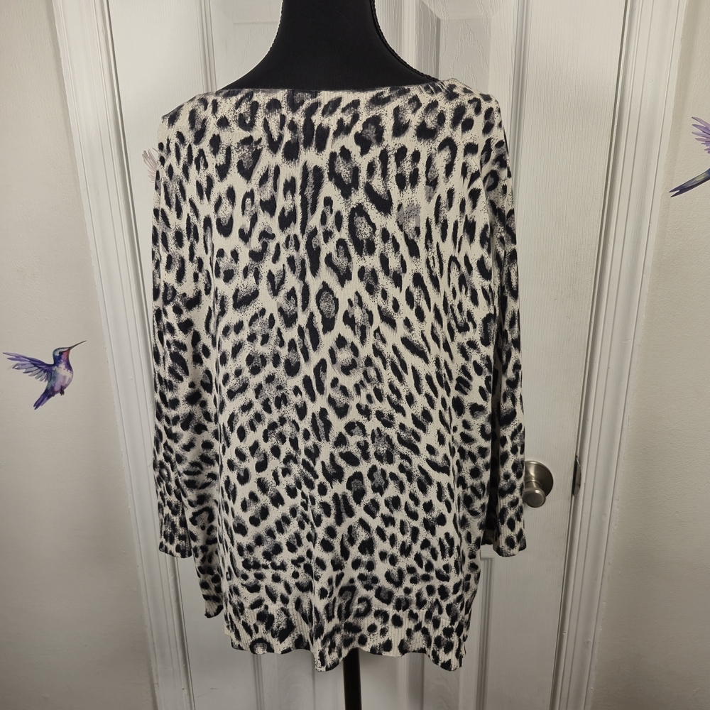Leopard Print Silk Blend Long Cardigan 1X Luxe Mob Wife Duster Knit Indie Sleaze - Picture 2 of 7